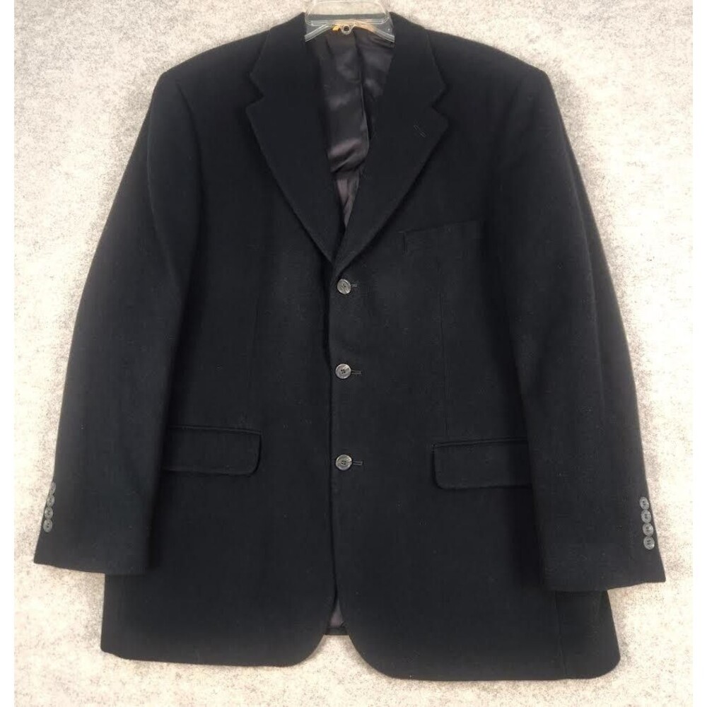 Bill Blass Parisian Menswear 100% Camel Hair Sport Coat Blazer Men’s 43R Black